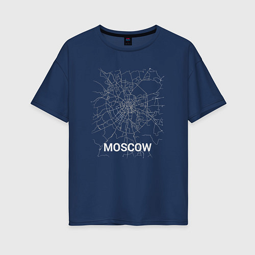 Женская футболка оверсайз Moscow map / Тёмно-синий – фото 1