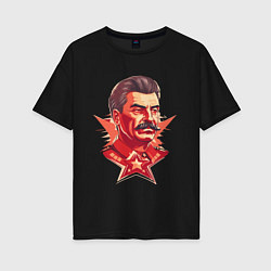 Футболка оверсайз женская Граффити Сталин, цвет: черный
