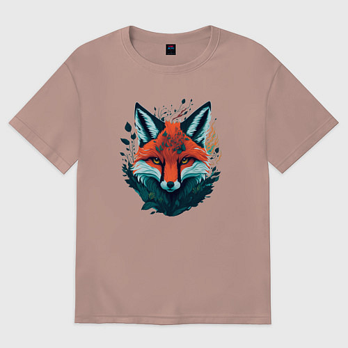 Женская футболка оверсайз Огненная лисица / Пыльно-розовый – фото 1