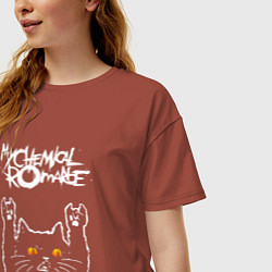 Футболка оверсайз женская My Chemical Romance rock cat, цвет: кирпичный — фото 2