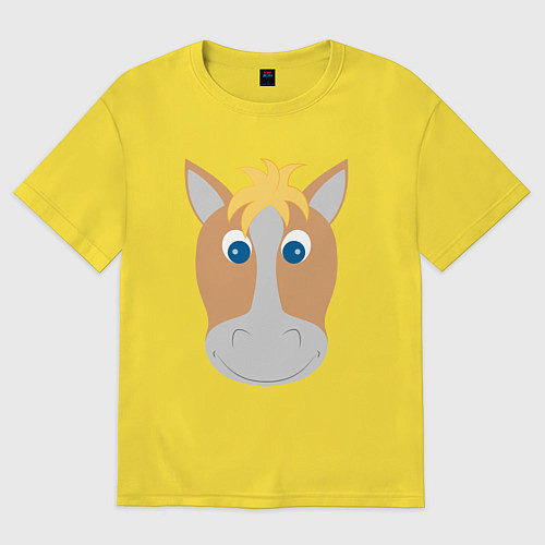 Женская футболка оверсайз Мордашка лошадки / Желтый – фото 1