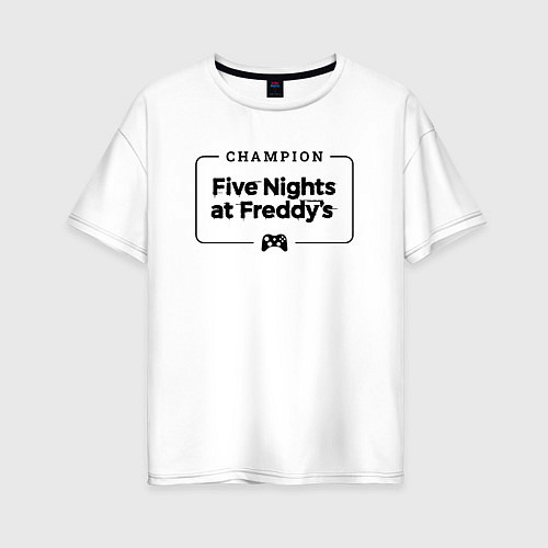 Женская футболка оверсайз FNAF gaming champion: рамка с лого и джойстиком / Белый – фото 1
