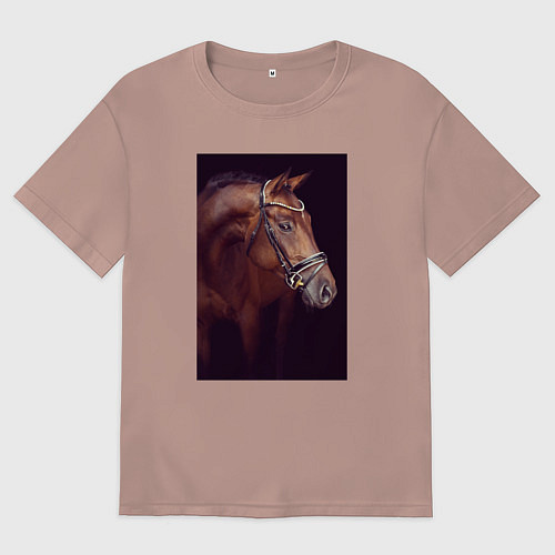 Женская футболка оверсайз Лошадь во всей красе / Пыльно-розовый – фото 1