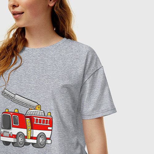 Женская футболка оверсайз Красная пожарная машина / Меланж – фото 3