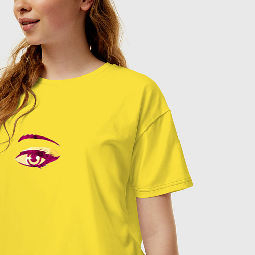 Женская футболка оверсайз Аниме глаз в полутонах / Желтый – фото 3