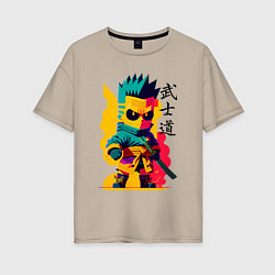 Футболка оверсайз женская Bart Simpson - samurai - bushido, цвет: миндальный