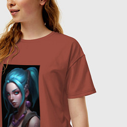 Футболка оверсайз женская Jinx art Arcane League of Legends, цвет: кирпичный — фото 2