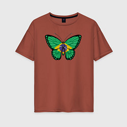Женская футболка оверсайз Бразилия бабочка