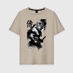 Женская футболка оверсайз Tiger samurai - hieroglyph - art