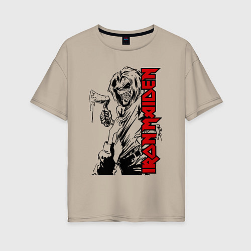 Женская футболка оверсайз Iron maiden fans / Миндальный – фото 1