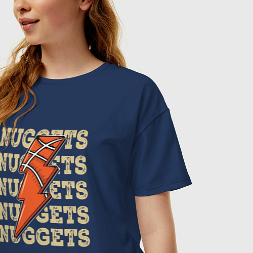 Женская футболка оверсайз Nuggets lightning / Тёмно-синий – фото 3