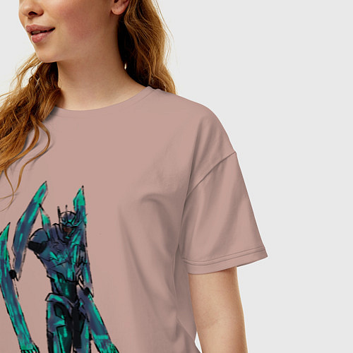 Женская футболка оверсайз Saundwave / Пыльно-розовый – фото 3