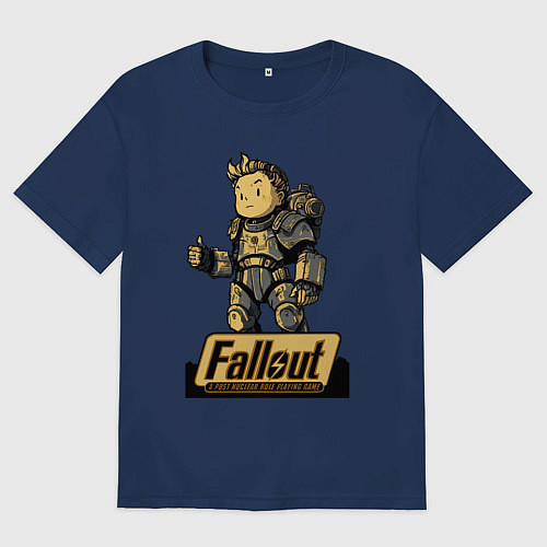 Женская футболка оверсайз Vault boy in armor / Тёмно-синий – фото 1