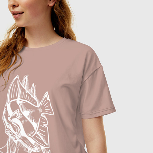 Женская футболка оверсайз Белая скалярия / Пыльно-розовый – фото 3