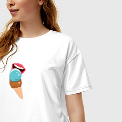 Футболка оверсайз женская Голубое и шоколадное мороженое, цвет: белый — фото 2