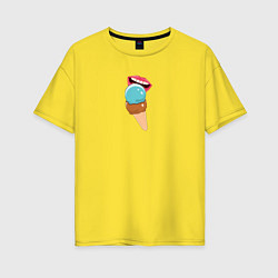Футболка оверсайз женская Голубое и шоколадное мороженое, цвет: желтый