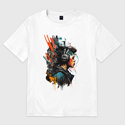 Женская футболка оверсайз Слушая музыку - Хуф и Ся