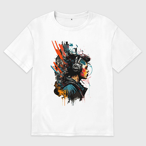 Женская футболка оверсайз Слушая музыку - Хуф и Ся / Белый – фото 1