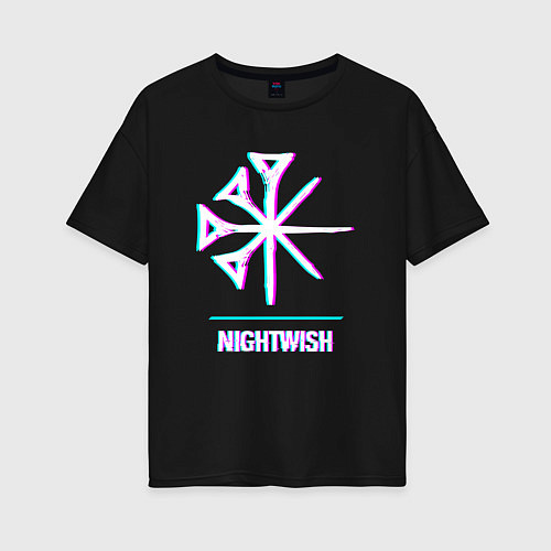 Женская футболка оверсайз Nightwish glitch rock / Черный – фото 1