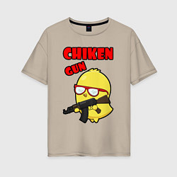 Футболка оверсайз женская Chicken machine gun, цвет: миндальный