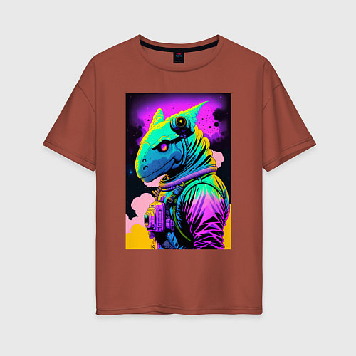 Женская футболка оверсайз Dino astronaut - neural network / Кирпичный – фото 1