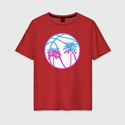 Футболка оверсайз женская Miami beach, цвет: красный