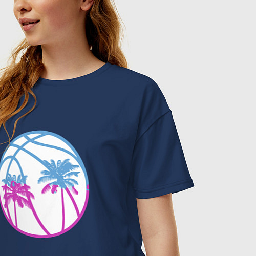 Женская футболка оверсайз Miami beach / Тёмно-синий – фото 3