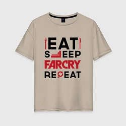 Футболка оверсайз женская Надпись: eat sleep Far Cry repeat, цвет: миндальный