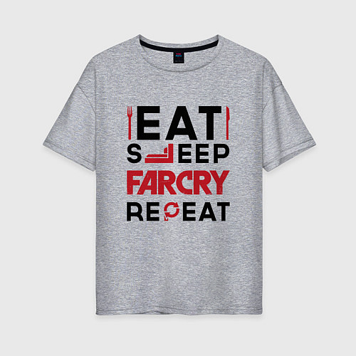 Женская футболка оверсайз Надпись: eat sleep Far Cry repeat / Меланж – фото 1