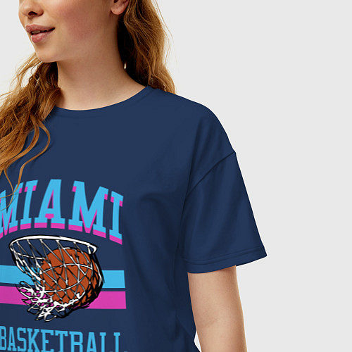 Женская футболка оверсайз Basket Miami / Тёмно-синий – фото 3