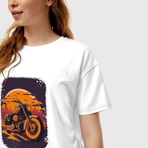 Женская футболка оверсайз Vintage Harley Tribute / Белый – фото 3