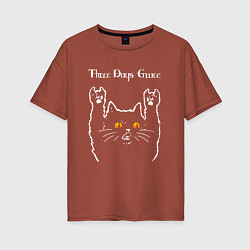 Женская футболка оверсайз Three Days Grace rock cat