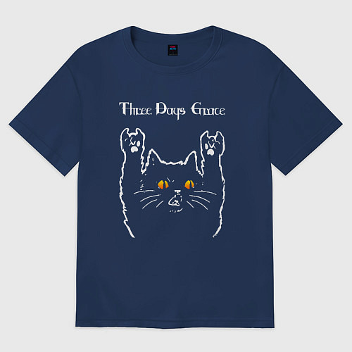 Женская футболка оверсайз Three Days Grace rock cat / Тёмно-синий – фото 1