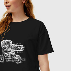 Футболка оверсайз женская Gimme danger - motorcycle - motto, цвет: черный — фото 2