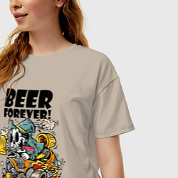 Футболка оверсайз женская Beer forever - motto, цвет: миндальный — фото 2