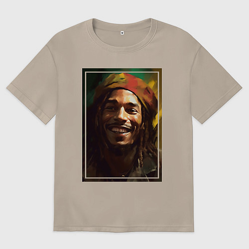 Женская футболка оверсайз Боб Марли One love / Миндальный – фото 1