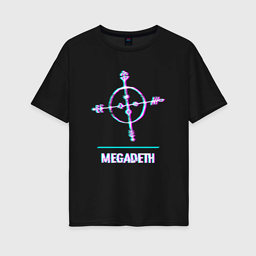 Женская футболка оверсайз Megadeth glitch rock / Черный – фото 1