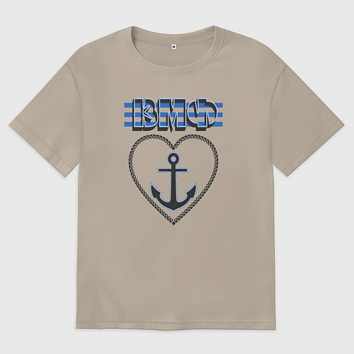 Женская футболка оверсайз 30 июля ВМФ / Миндальный – фото 1