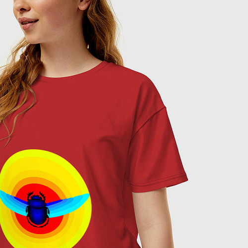 Женская футболка оверсайз Летящий скарабей / Красный – фото 3