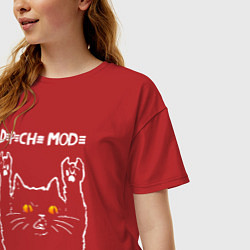 Футболка оверсайз женская Depeche Mode rock cat, цвет: красный — фото 2