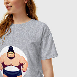 Футболка оверсайз женская Борец сумо, цвет: меланж — фото 2