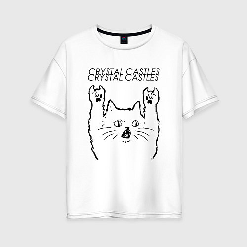 Женская футболка оверсайз Crystal Castles - rock cat / Белый – фото 1