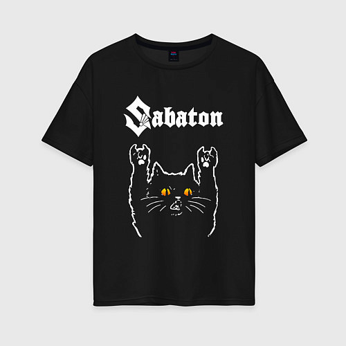 Женская футболка оверсайз Sabaton rock cat / Черный – фото 1