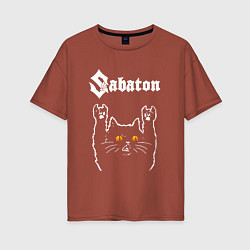 Женская футболка оверсайз Sabaton rock cat