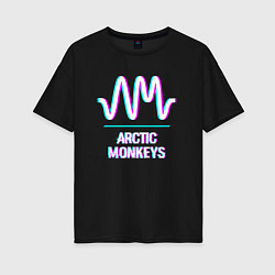 Футболка оверсайз женская Arctic Monkeys glitch rock, цвет: черный