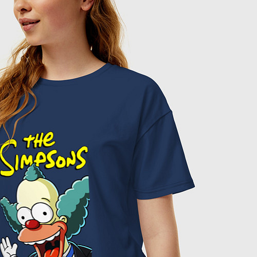 Женская футболка оверсайз Krusty the clown / Тёмно-синий – фото 3