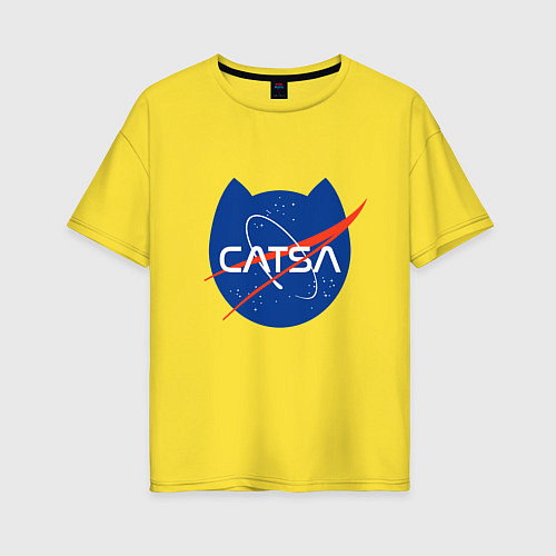 Женская футболка оверсайз Коты - исследователи Космоса / Желтый – фото 1