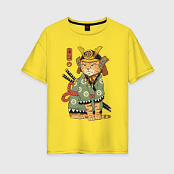 Женская футболка оверсайз Samurai battle cat