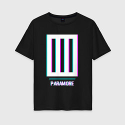 Футболка оверсайз женская Paramore glitch rock, цвет: черный