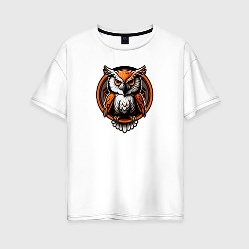 Женская футболка оверсайз Оранжевая сова / Белый – фото 1